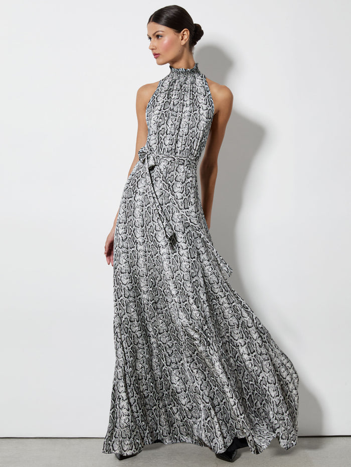 DITA MAXI DRESS - OFF WHITE/BLACK PYTHON