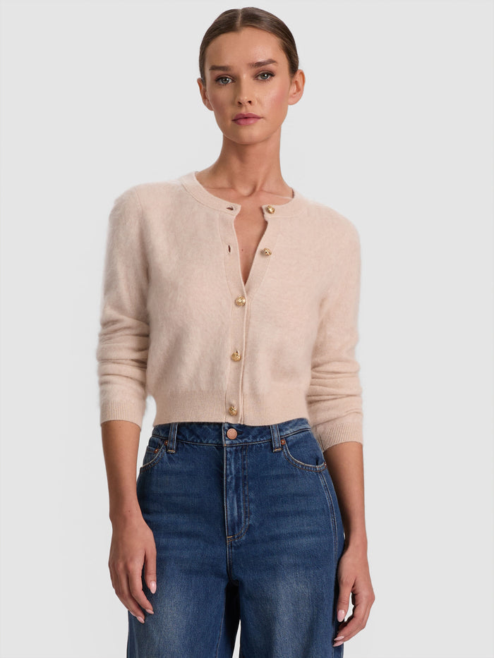 DOLLIE BRUSHED CASHMERE CARDIGAN - OATMEAL HEATHER