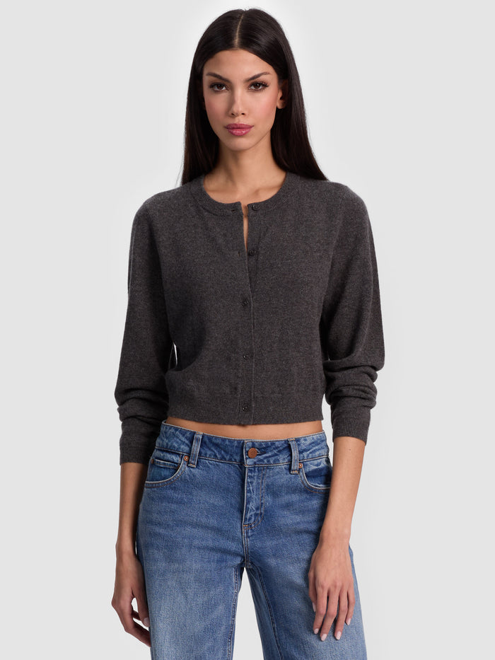 DOLLIE CASHMERE CARDIGAN - CHARCOAL HEATHER
