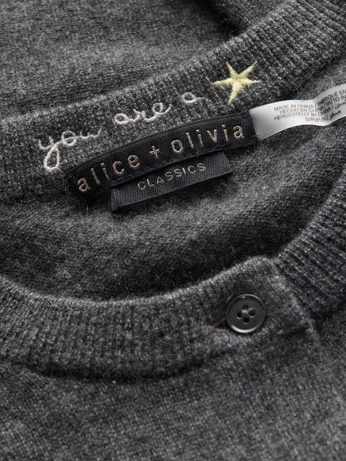 DOLLIE CASHMERE CARDIGAN - CHARCOAL HEATHER