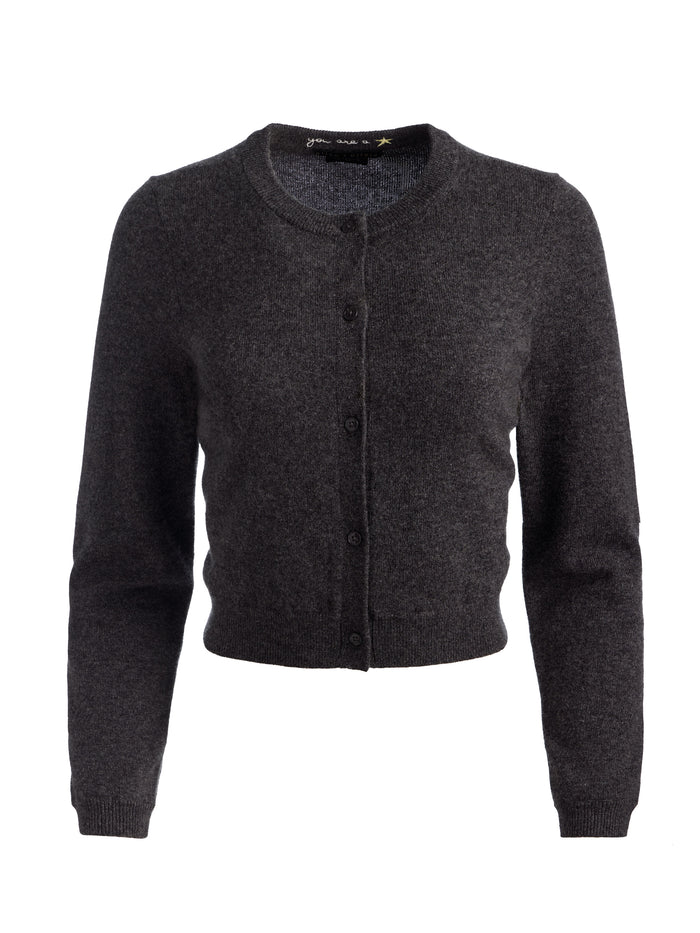 DOLLIE CASHMERE CARDIGAN - CHARCOAL HEATHER