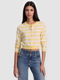 DOLLIE STRIPED CASHMERE CARDIGAN - BUTTER/ECRU