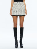 DONALD HIGH WAISTED SIDE BUTTON SKIRT - OFF WHITE/BLACK