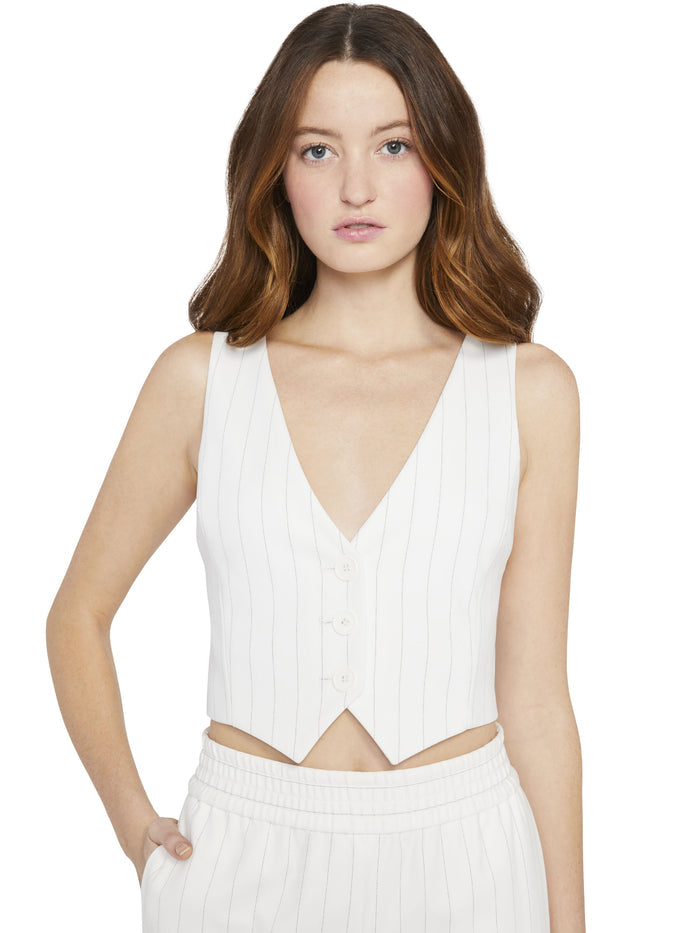 DONNA CROPPED VEST - WHITE/BLACK