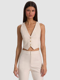 DONNA LINEN VEST - OATMEAL