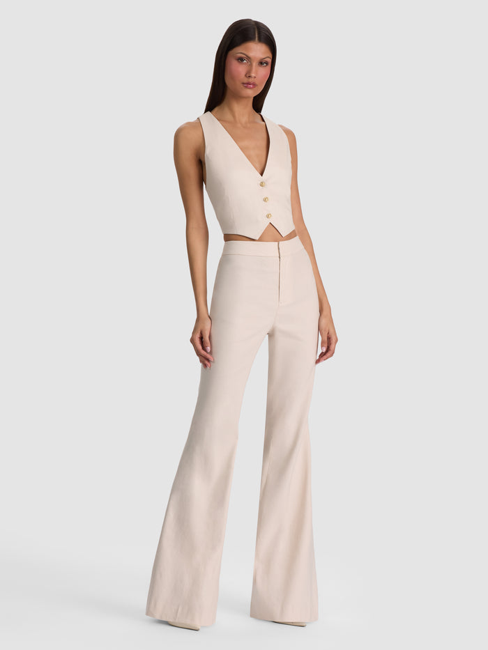 DONNA LINEN VEST - OATMEAL