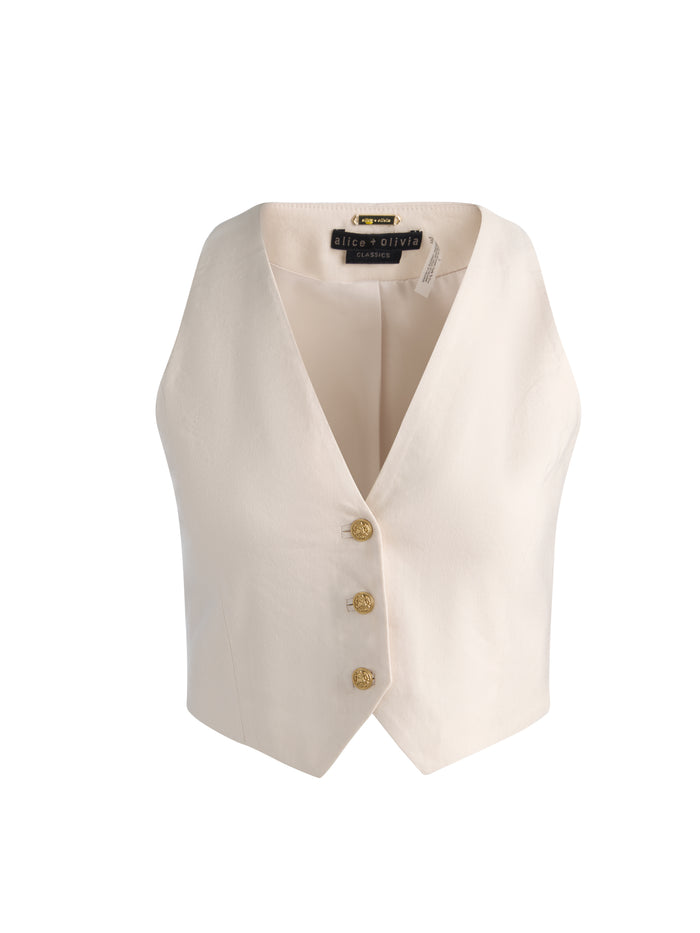 DONNA LINEN VEST - OATMEAL