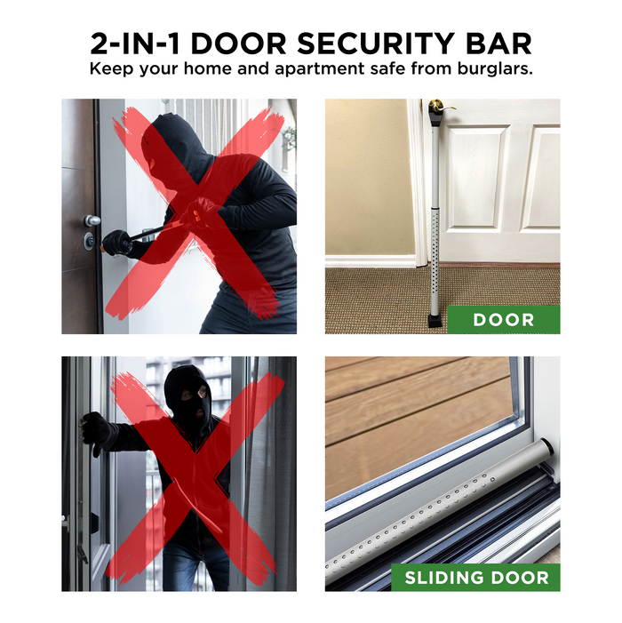 Door Security Bar | Front and Patio Door Jammer