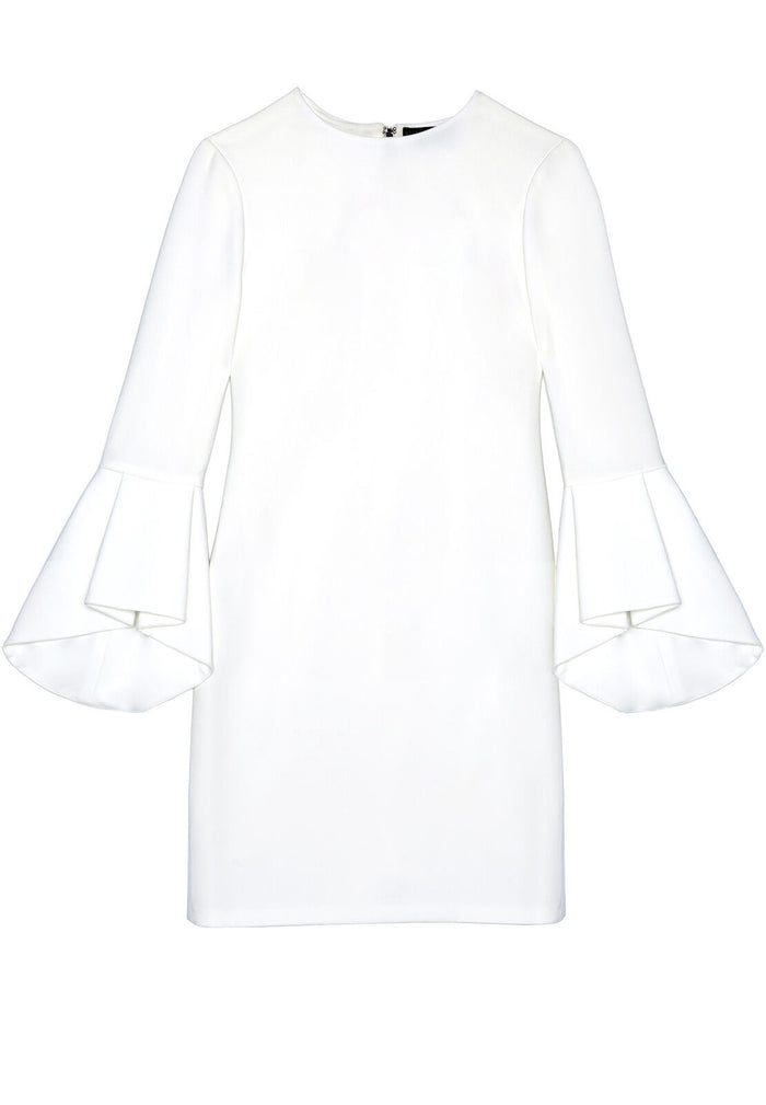 DORA FITTED DRS W TRUMPET SLVS - OFF WHITE