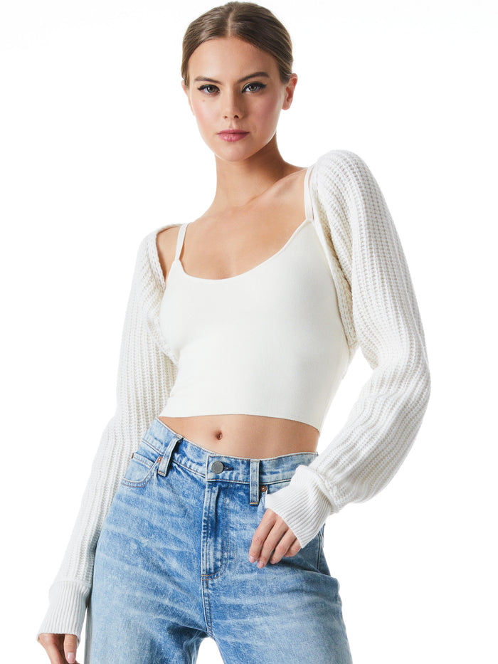 DORI KNIT SHRUG - SOFT WHITE