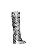 DORIEY SNAKE SKIN HIGH BOOT - BLACK/WHITE