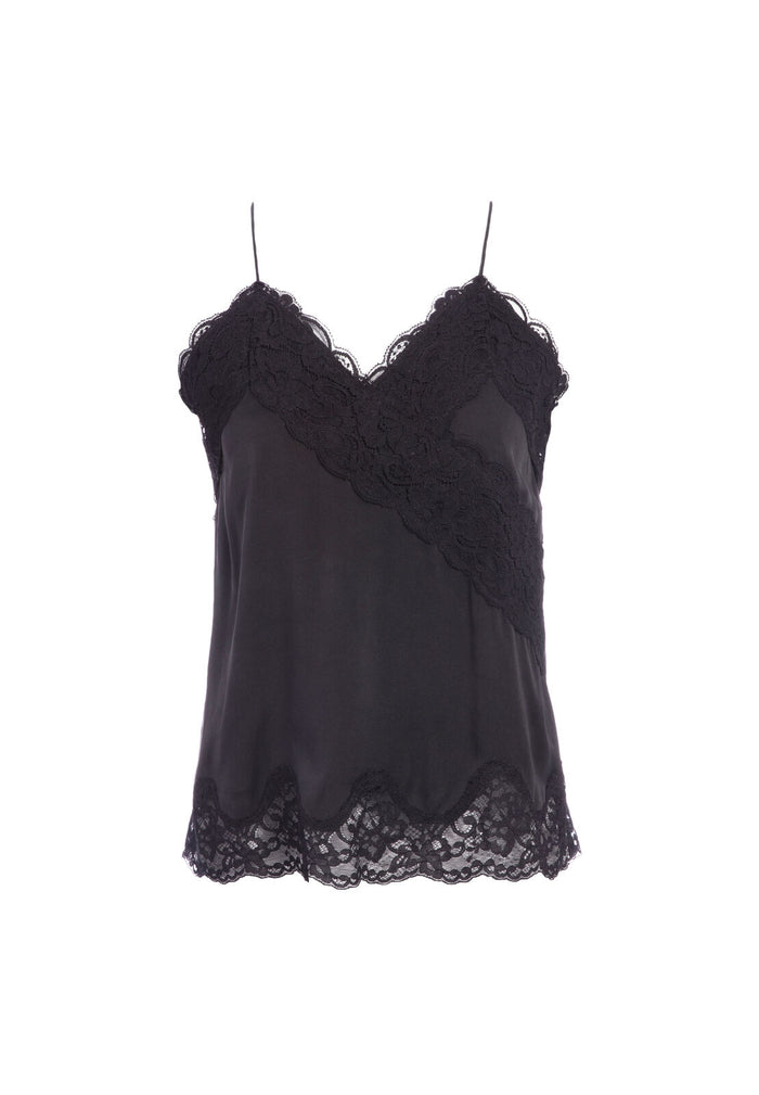 DORINE MOCK WRAP CAMI - BLACK