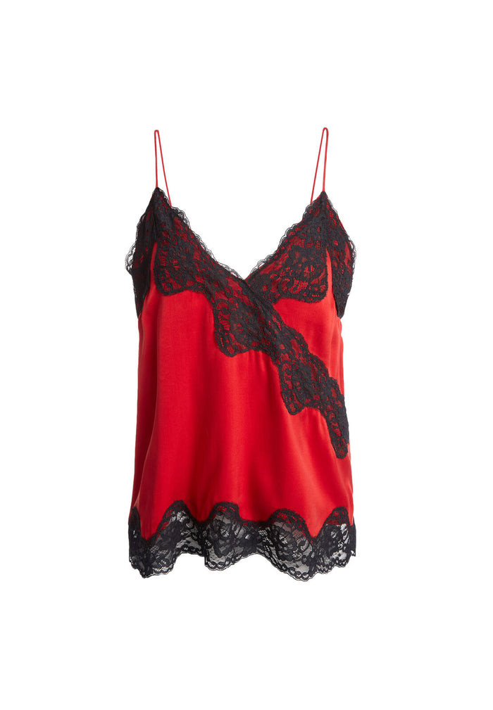 DORINE MOCK WRAP CAMI - RUBY/BLACK