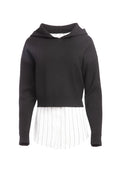 DORMA BOXY HOODIE BUTTON DOWN - BLACK/WHITE