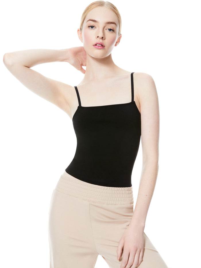 DRINA CROPPED RIB TANK - BLACK
