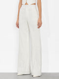 DYLAN CUFFED LINEN PANT - PINSTRIPE OFF WHITE/BLACK