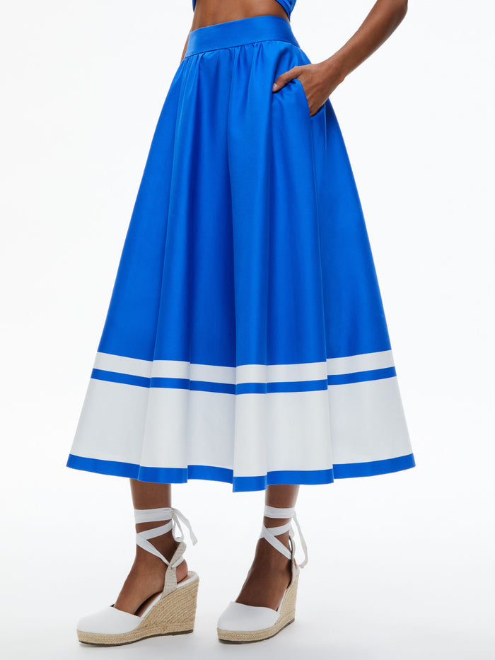 EARLA HIGH WAISTED MIDI SKIRT - BEYOND STRIPE