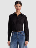 EDIE CORSET BUTTON DOWN - BLACK