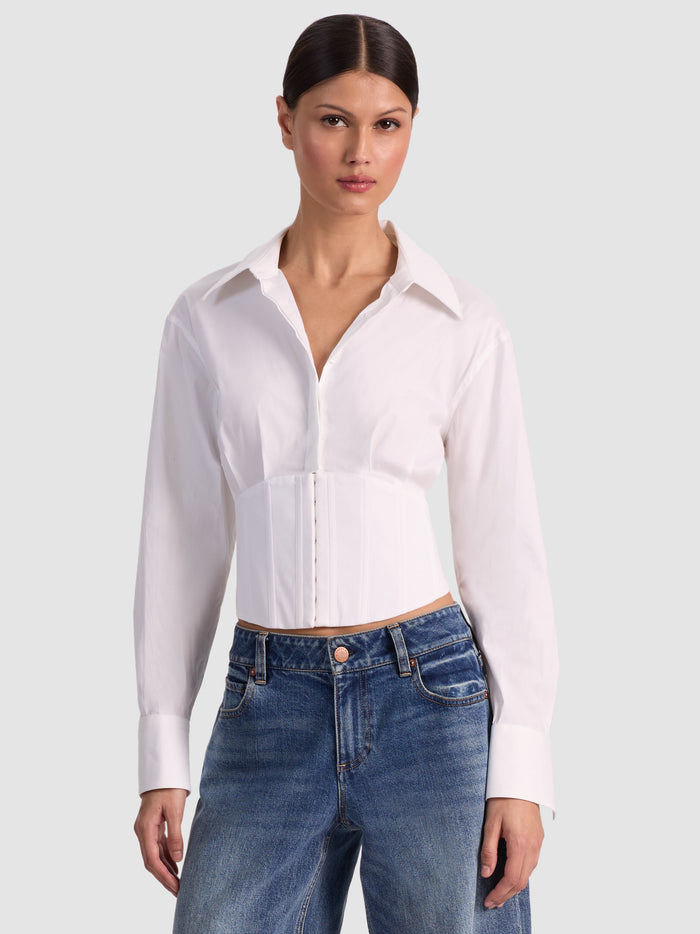 EDIE CORSET BUTTON DOWN - OFF WHITE