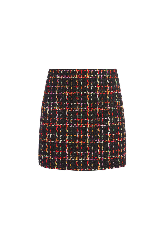ELANA SHIMMER LEOPARD MINI SKIRT - BLACK MULTI