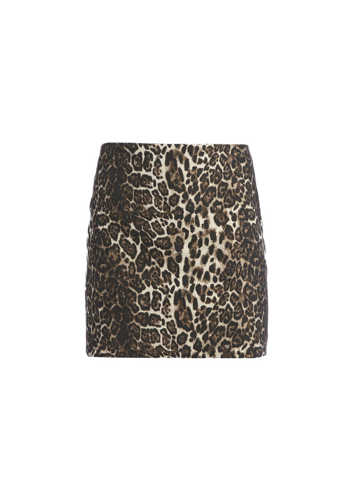 ELANA SHIMMER LEOPARD MINI SKIRT - BROWN MULTI