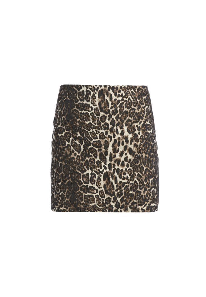 ELANA SHIMMER LEOPARD MINI SKIRT - BROWN MULTI