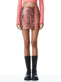 ELANA VEGAN MINI SKIRT - DEEP CORAL/BLACK