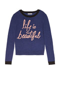 ELENI OVERSIZED PULLOVER - SAPPHIRE/SALMON