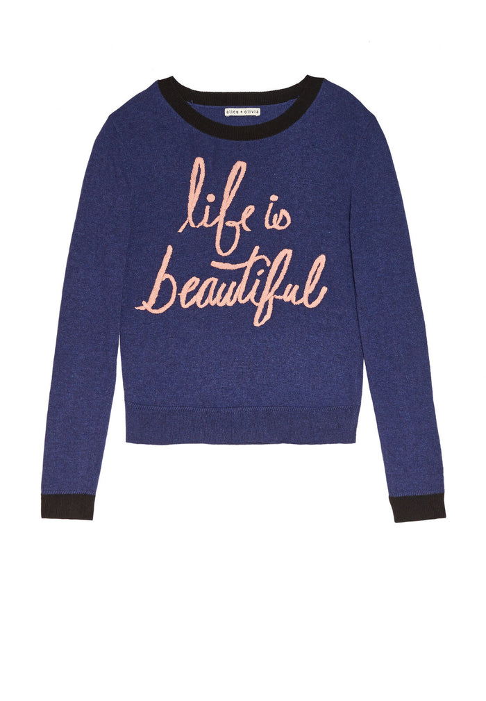 ELENI OVERSIZED PULLOVER - SAPPHIRE/SALMON
