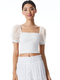 ELIANA SMOCKED CROP TOP - OFF WHITE