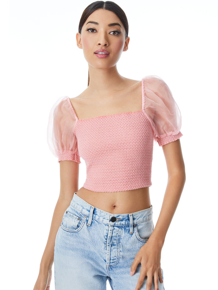ELIANA SMOCKED CROP TOP - PINK