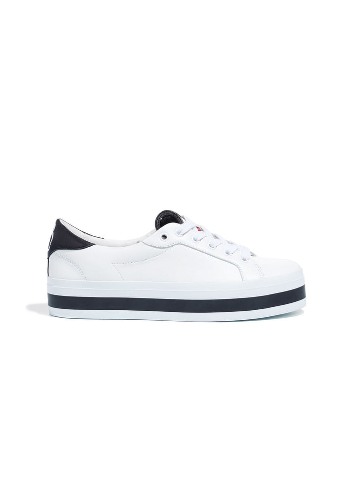 ELISHA LEATHER SNEAKER - WHITE/BLACK/POPPY