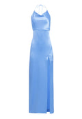 ELIZA COWL NK HIGH SLIT DRESS - CORNFLOWER