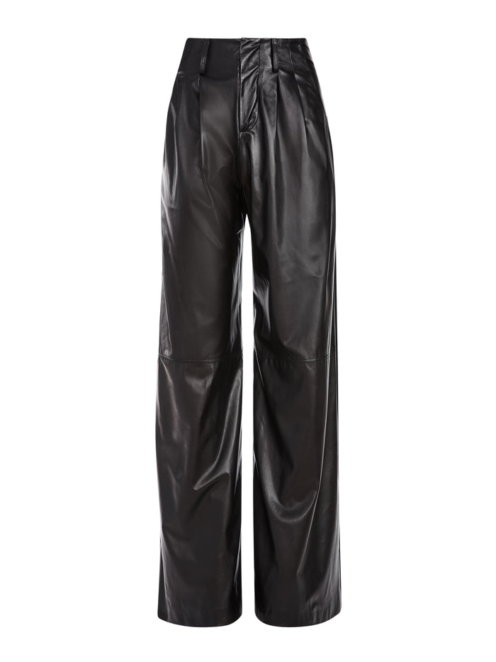 ELOISE COMBO LEATHER PANT - BLACK
