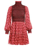ELVIRA SMOCKED MOCK NECK MINI DRESS - ORNAMENT