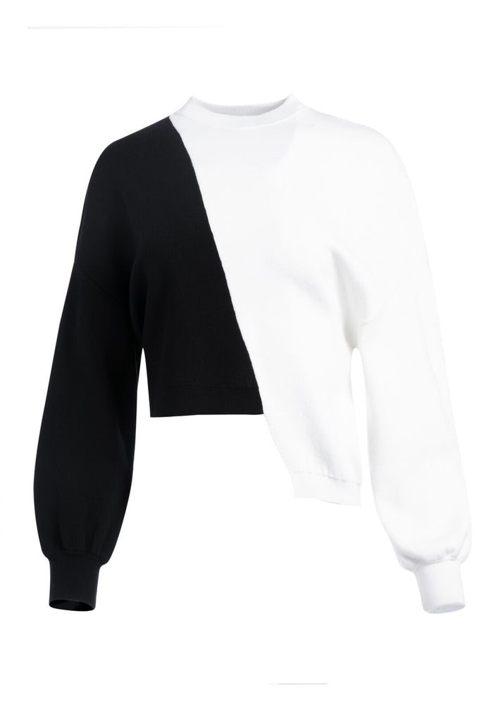 ELYSE ASYMMETRICAL PULLOVER - BLACK/WHITE