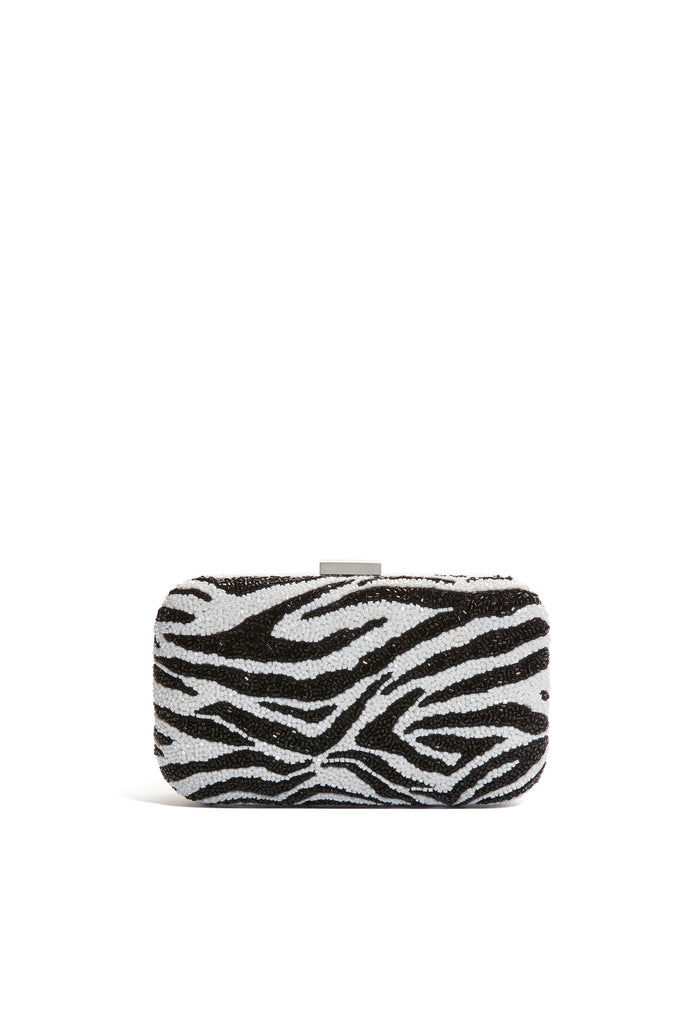 EMBELLISHED SHIRLEY CLUTCH - BLACK/WHITE