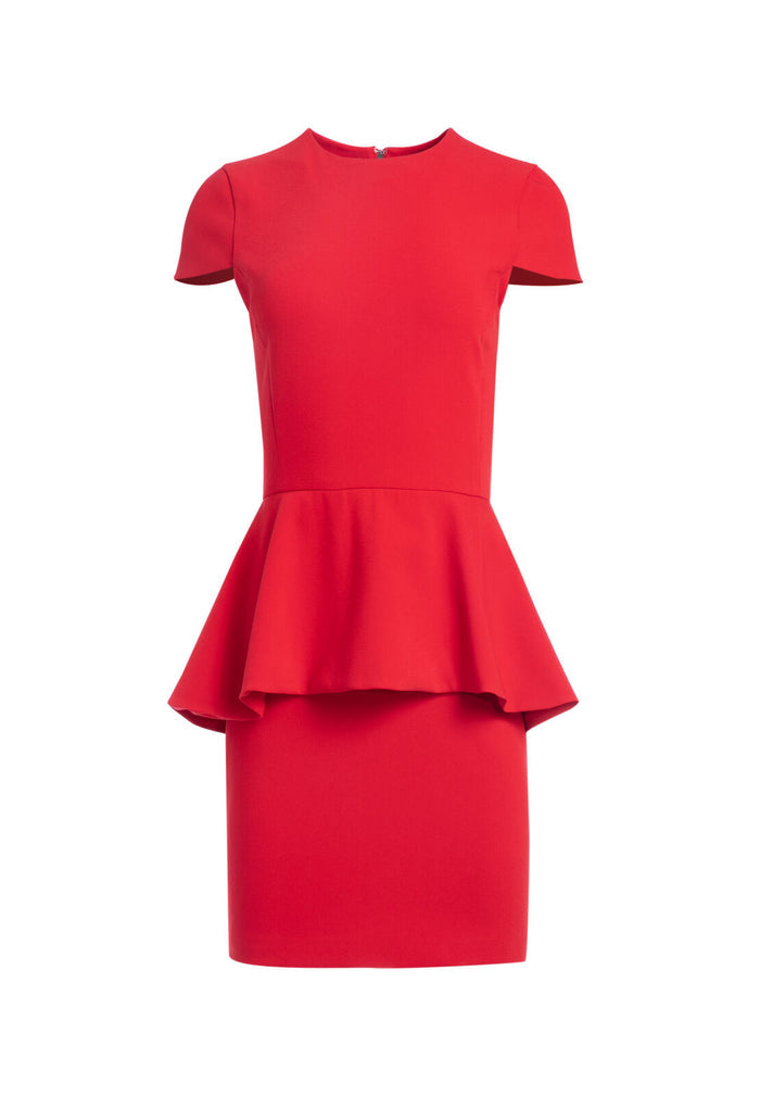 EMBER PEPLUM FITTED DRESS - CHERRY
