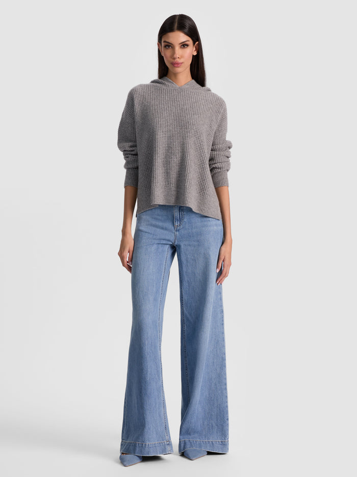 EMMANUELLE CASHMERE HOODIE - MEDIUM HEATHER GREY