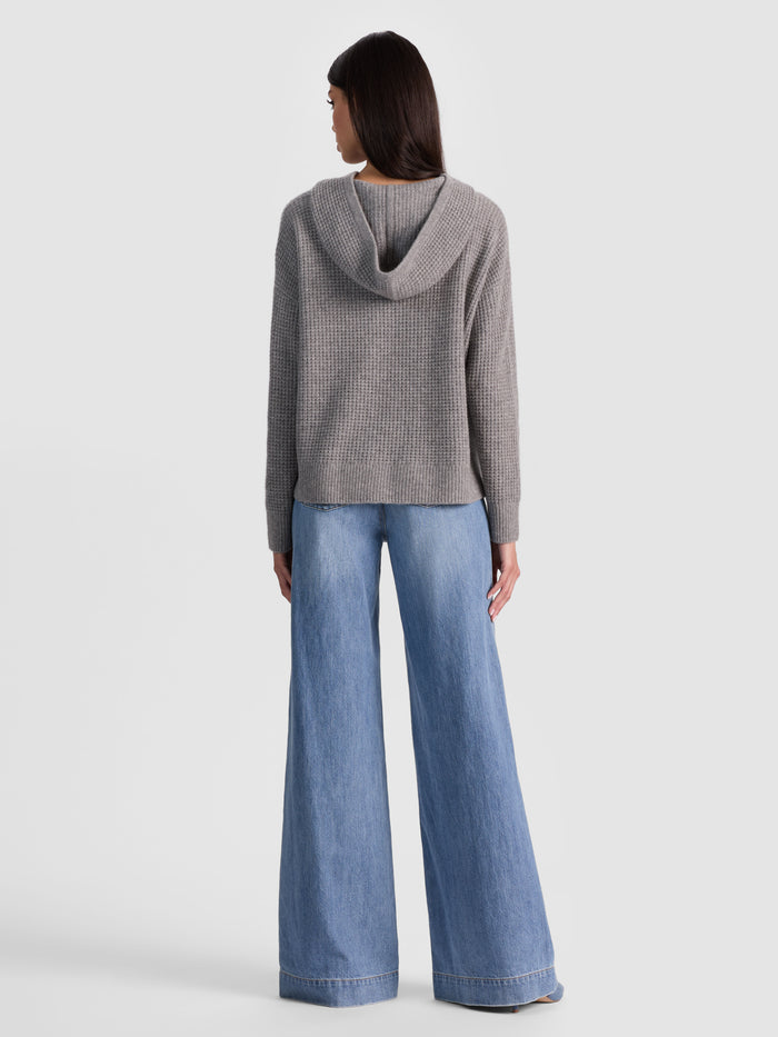 EMMANUELLE CASHMERE HOODIE - MEDIUM HEATHER GREY