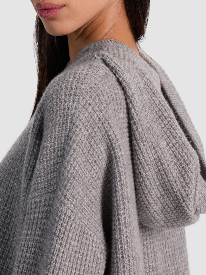 EMMANUELLE CASHMERE HOODIE - MEDIUM HEATHER GREY