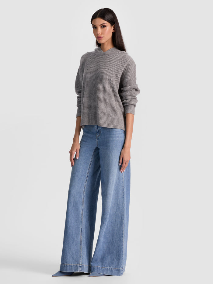 EMMANUELLE CASHMERE HOODIE - MEDIUM HEATHER GREY
