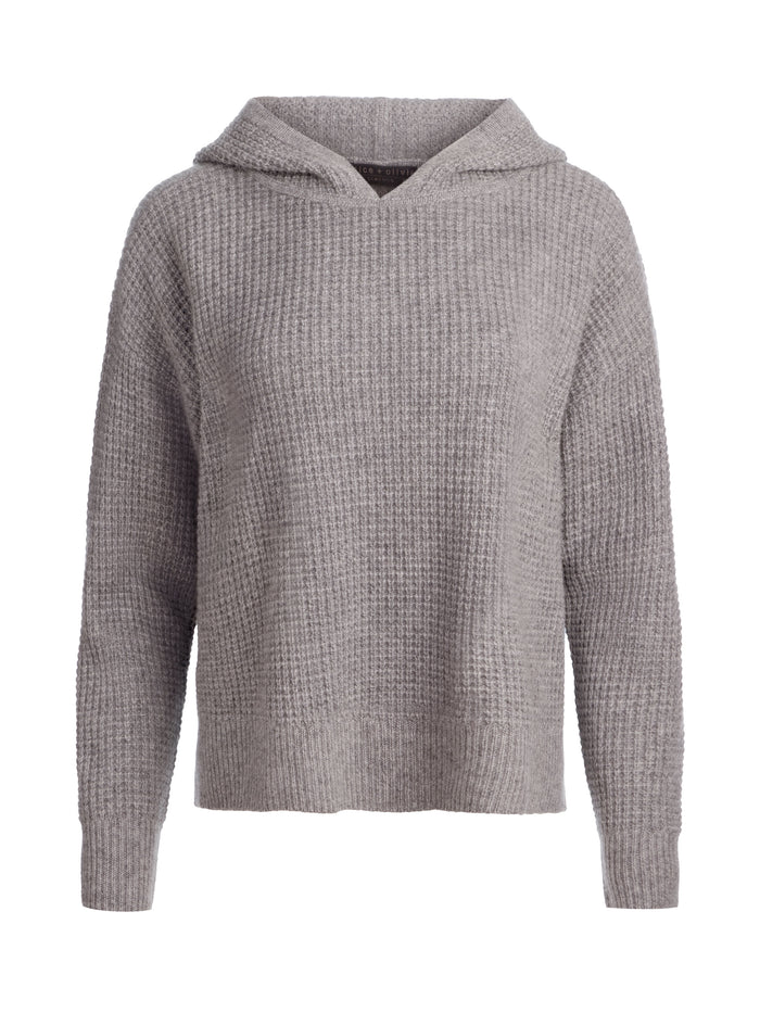 EMMANUELLE CASHMERE HOODIE - MEDIUM HEATHER GREY