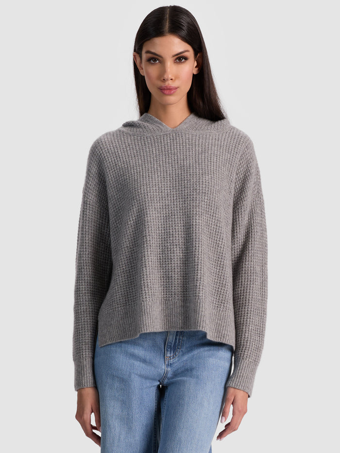 EMMANUELLE CASHMERE HOODIE - MEDIUM HEATHER GREY