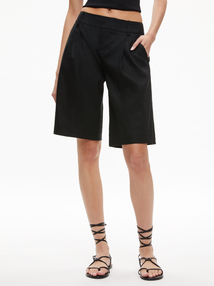 ERIC LOW RISE LINEN BERMUDA SHORT - BLACK