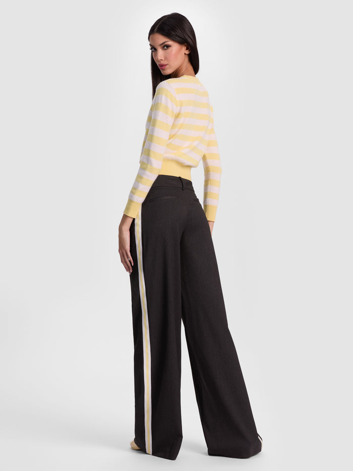 ERIC PANT WITH SIDE STRIPE - CHARCOAL/BUTTER
