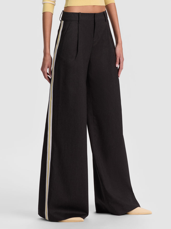 ERIC PANT WITH SIDE STRIPE - CHARCOAL/BUTTER