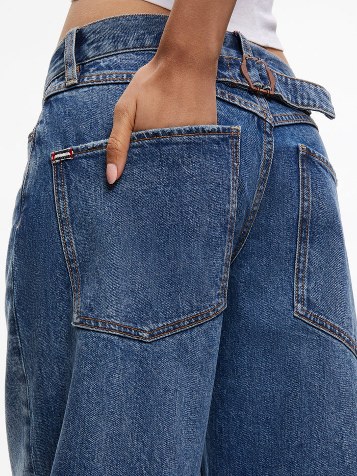 ERNIE LOW RISE BUCKLE BACK JEAN - AVERY BLUE