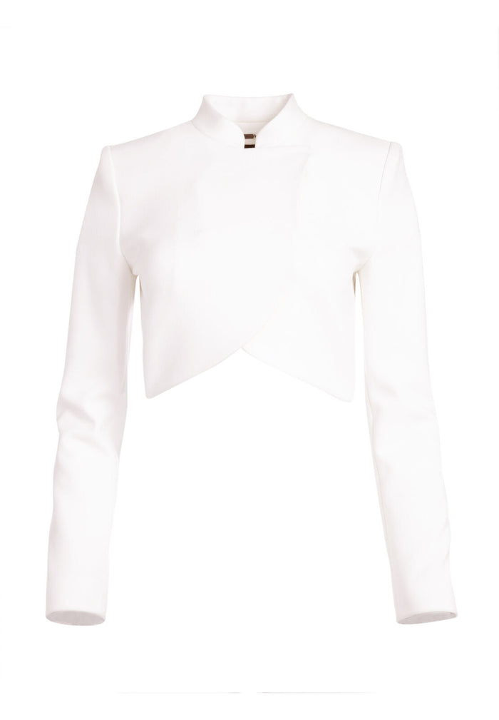 ESMIRA MOCK NECK CROPPED JACKET - OFF WHITE