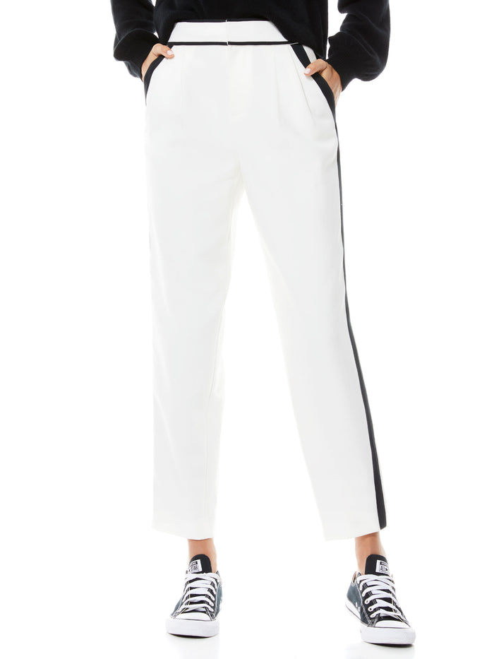 ESTA PLEAT FRONT PANT - OFF WHITE/BLACK